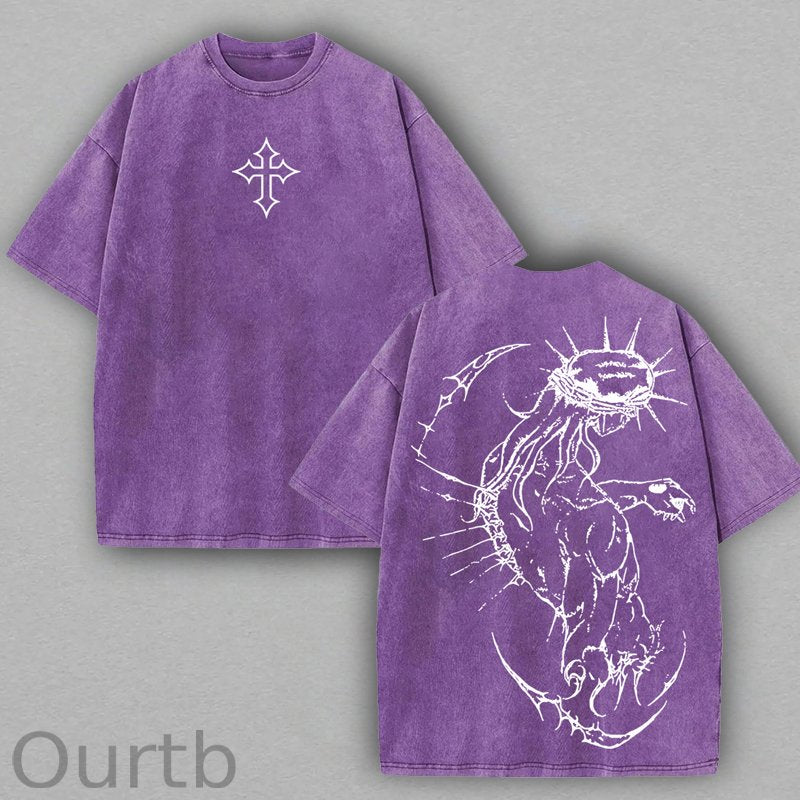 Jesus Cross Washed Cotton T-Shirt
