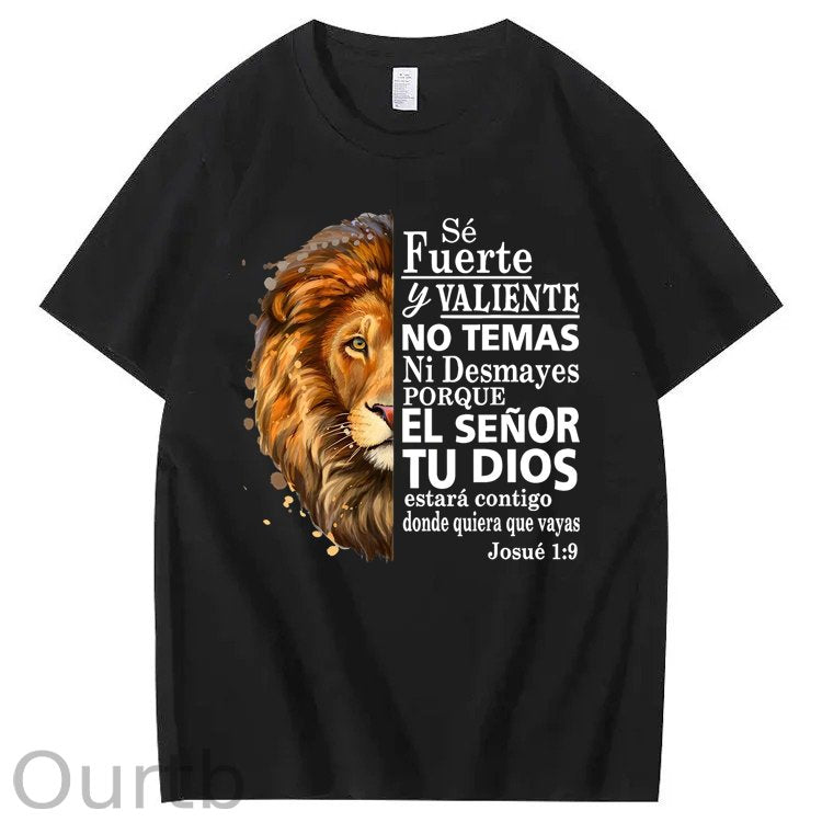 Valiente Josue 1:9 Spanish Christian Bible Verse 100% Cotton T-Shirt