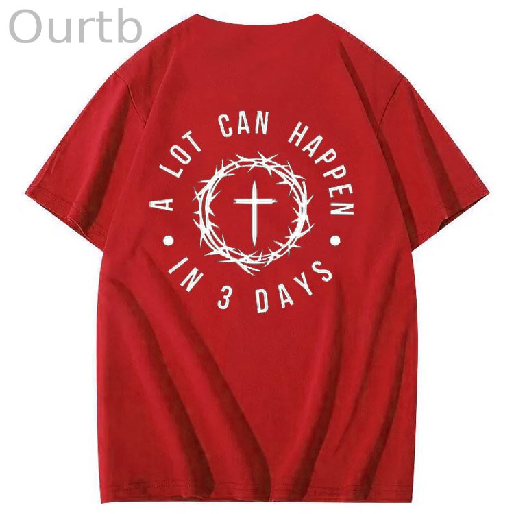 A Lot Can Happen  In 3 Days Pattern Print Crew Neck T-Shirt