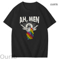 Ah Men Rainbow Jessus Faith Funny Art Pattern Print T-Shirt