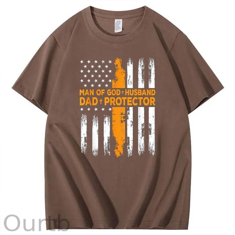 Man Of God+Husband+ Protector Pattern 100% Cotton T-Shirt