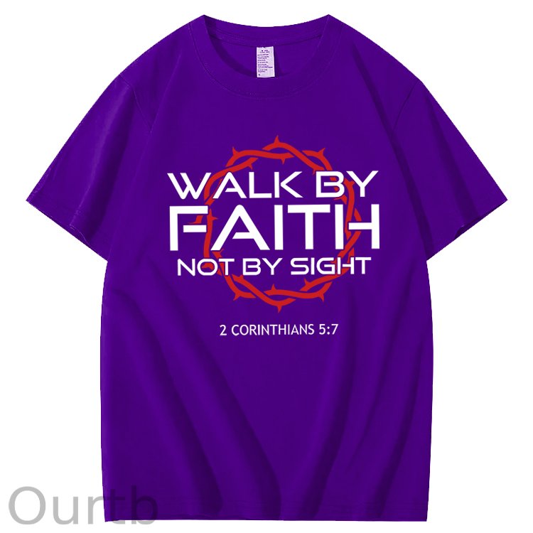 Jesus Walk By Faith Christian 100% Cotton T-Shirt