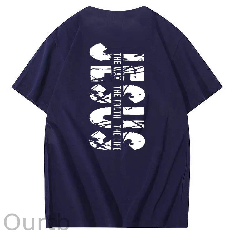 Jesus The Way The Truth The Life  Pattern Print Crew Neck T-Shirt