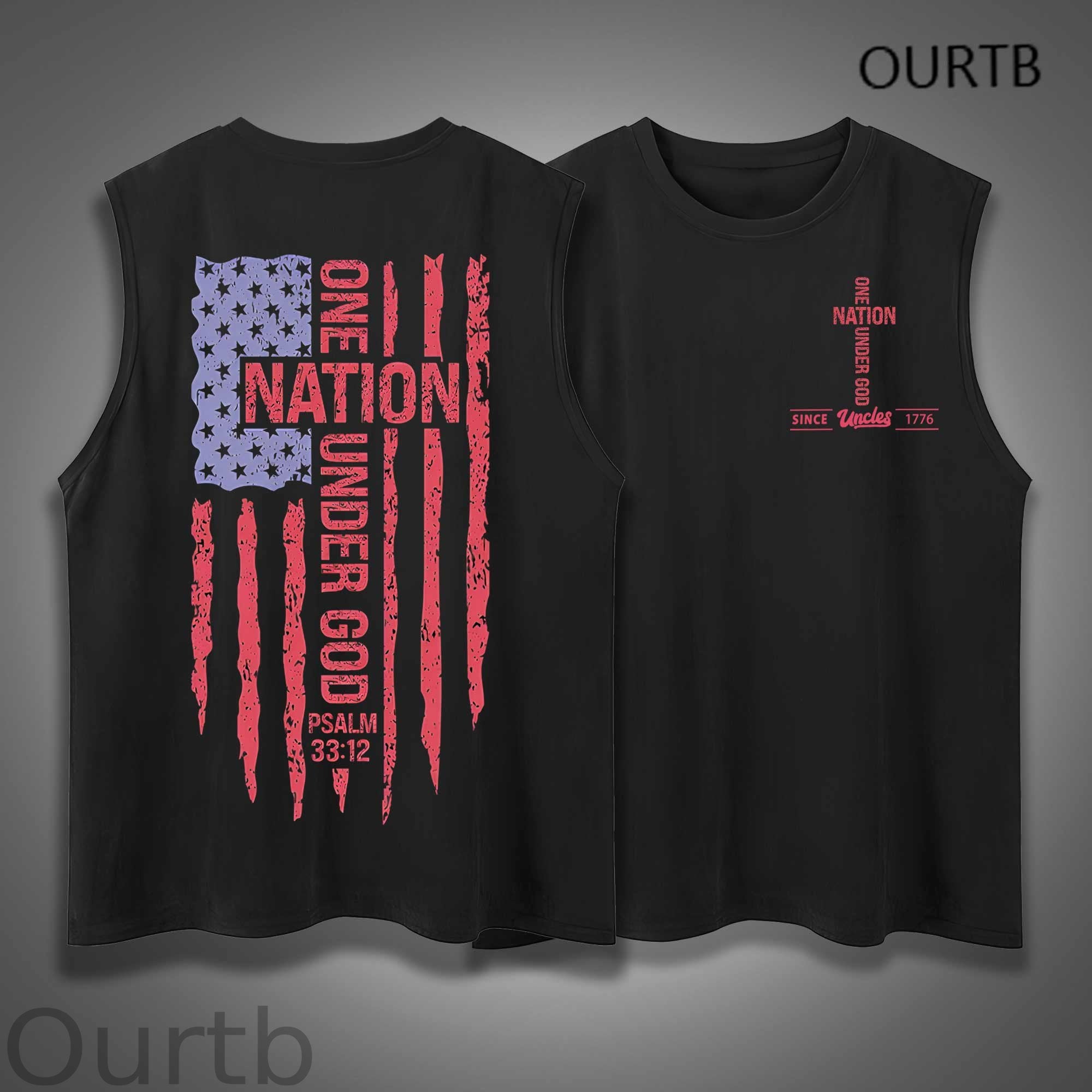 Uncle Since 1776 One Nation Under God USA Independence Day Funny Adult Discomfort Art Print Cotton Sleeveless Tank Tops
