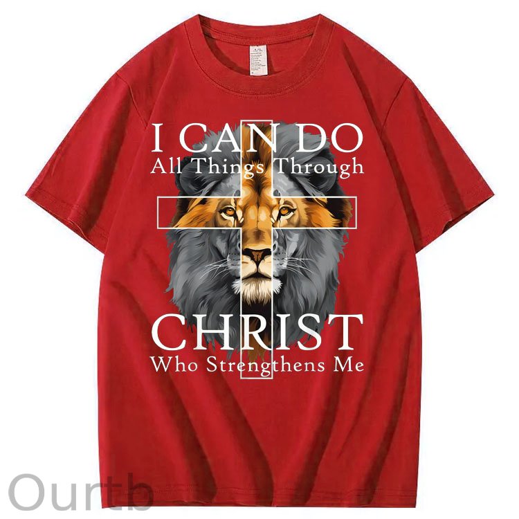 I Can Do All Things Through Christ Who Strengthens Me Pattern Print 100%Cotton T-Shirt