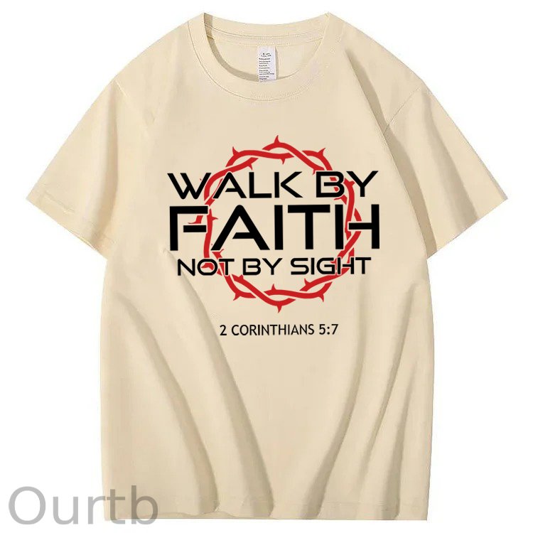 Jesus Walk By Faith Christian 100% Cotton T-Shirt