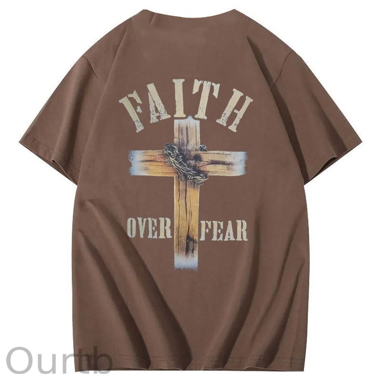 Faith Over Fear  Pattern Print 100%Cotton T-Shirt