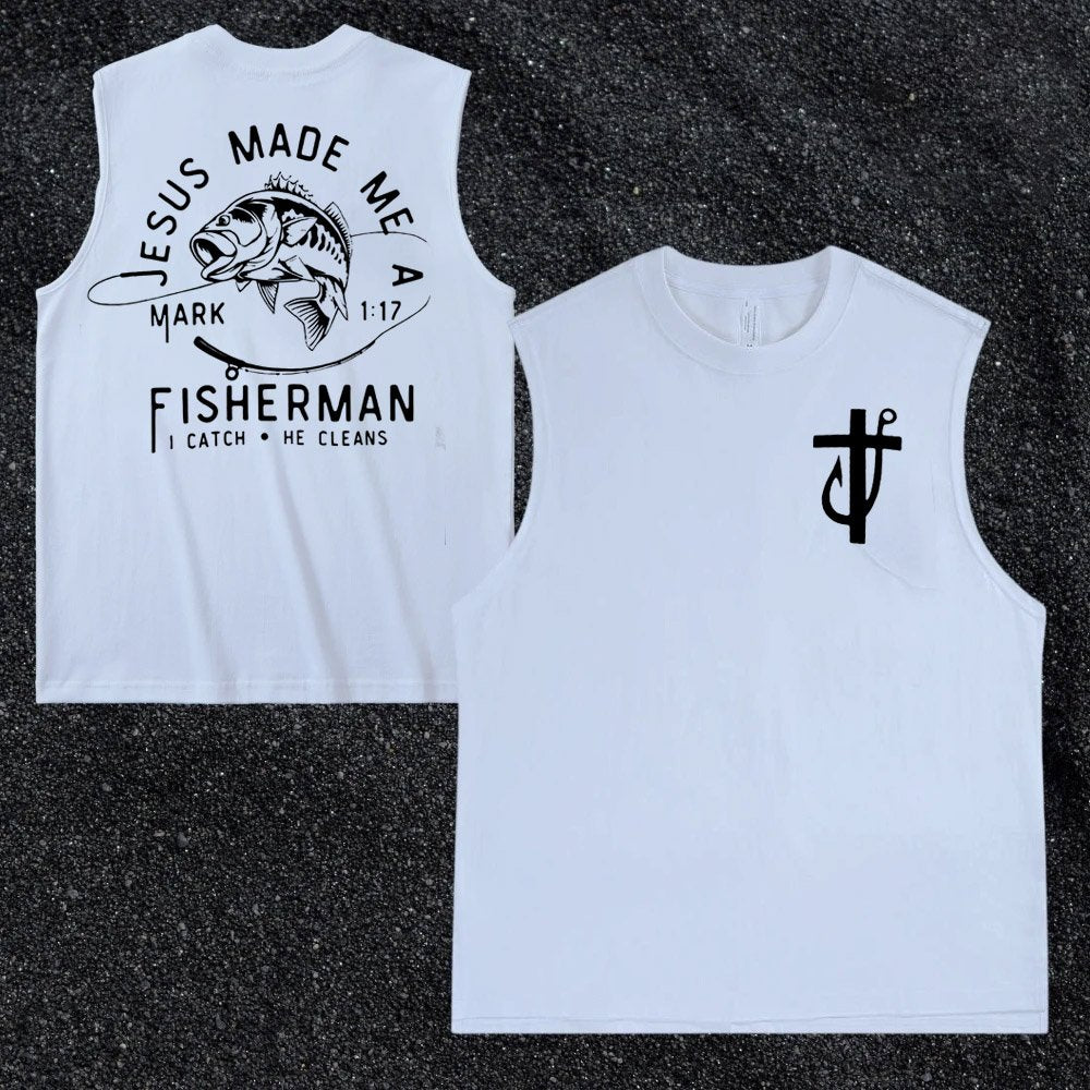 Jesus Made Me A Fisherman  Pattern Print Vest