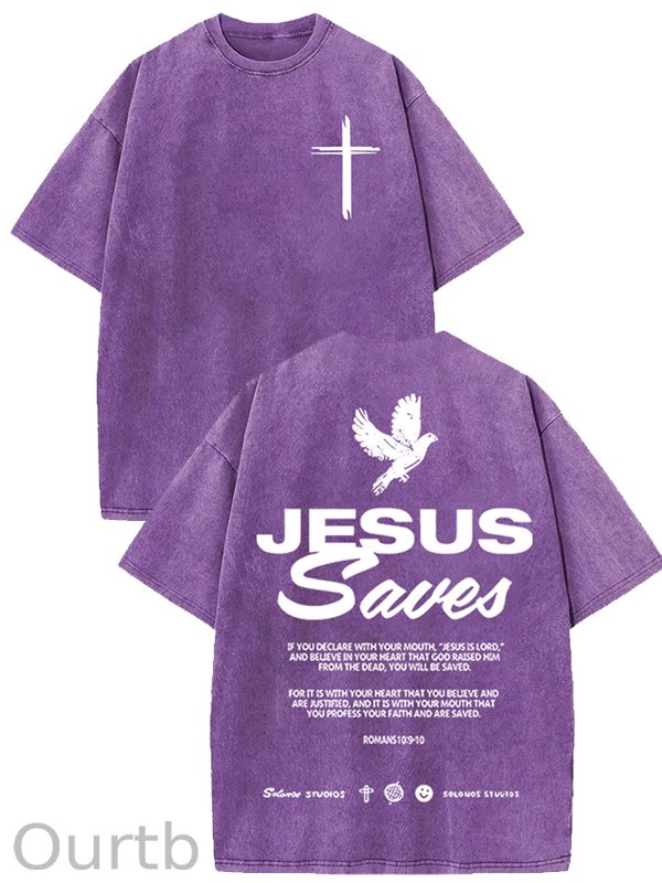 Jesus Saves Washed Cotton T-Shirt