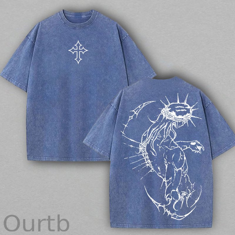 Jesus Cross Washed Cotton T-Shirt