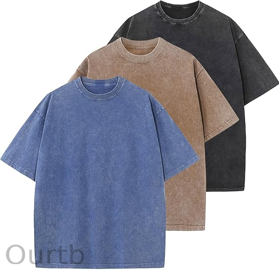 Men's Cotton T-Shirts Oversized Unisex Short Sleeves Casual Loose Wash Solid Basic Tee Tops