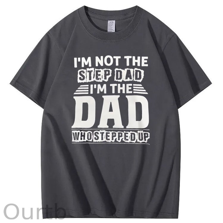 Not Step Dad Pattern Print Crew Neck T-Shirt