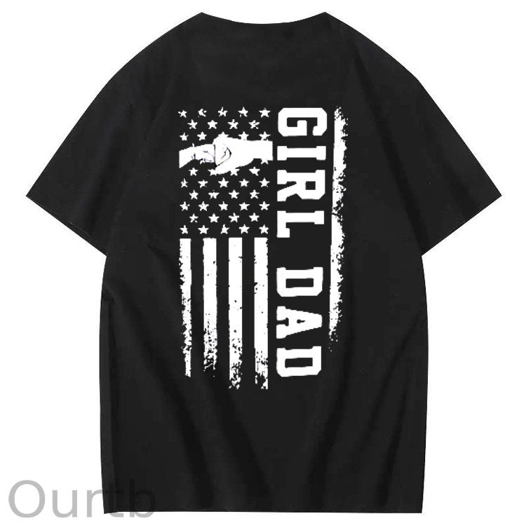 Girl Dad Pattern Print 100%Cotton T-Shirt