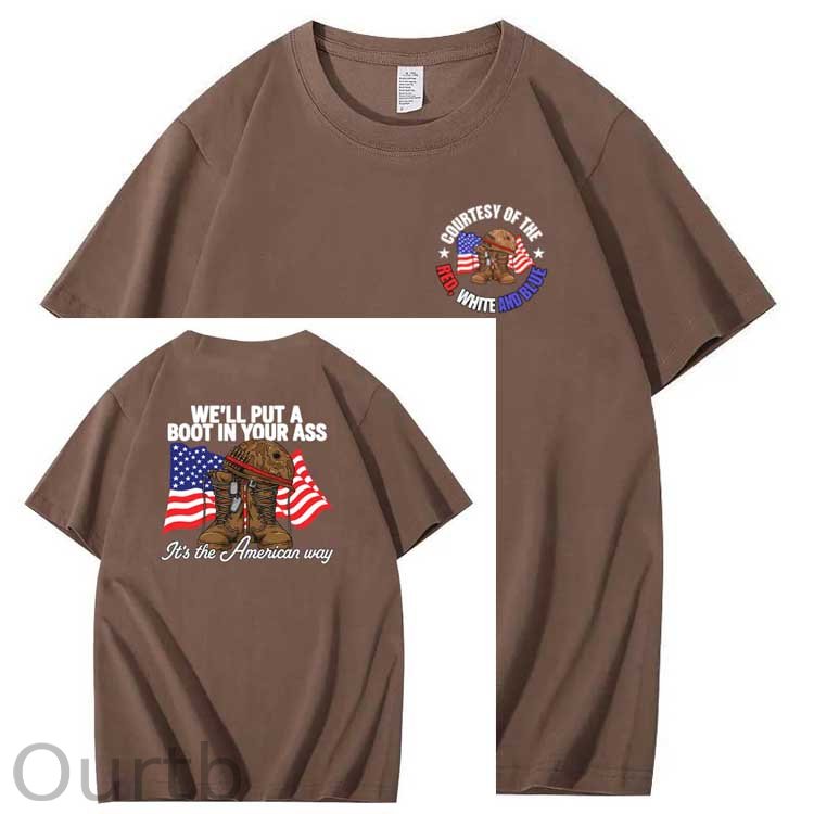 We'll Put A Boot In Your Ass  Pattern Print 100%Cotton T-Shirt