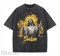 Shalom Funny Easter Jesus Christ Washed And Distressed Craft Pint Pattern Crew Neck T-Shirt