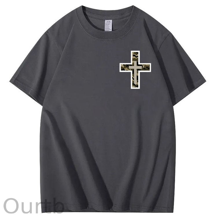 Camo Cross Antlers Faith 100% Cotton T-Shirt