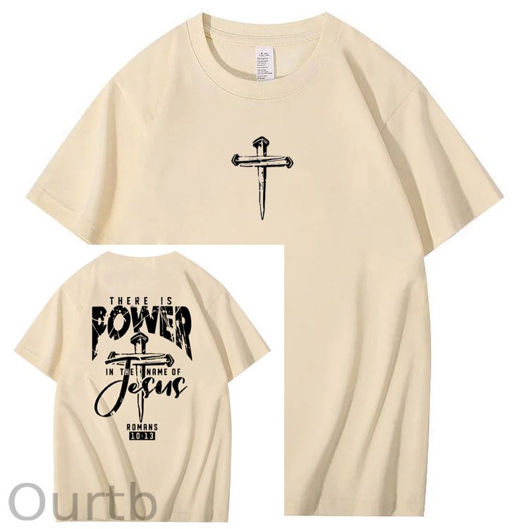 There Is Power In The Name Of Jesus Pattern Print T-Shirt
