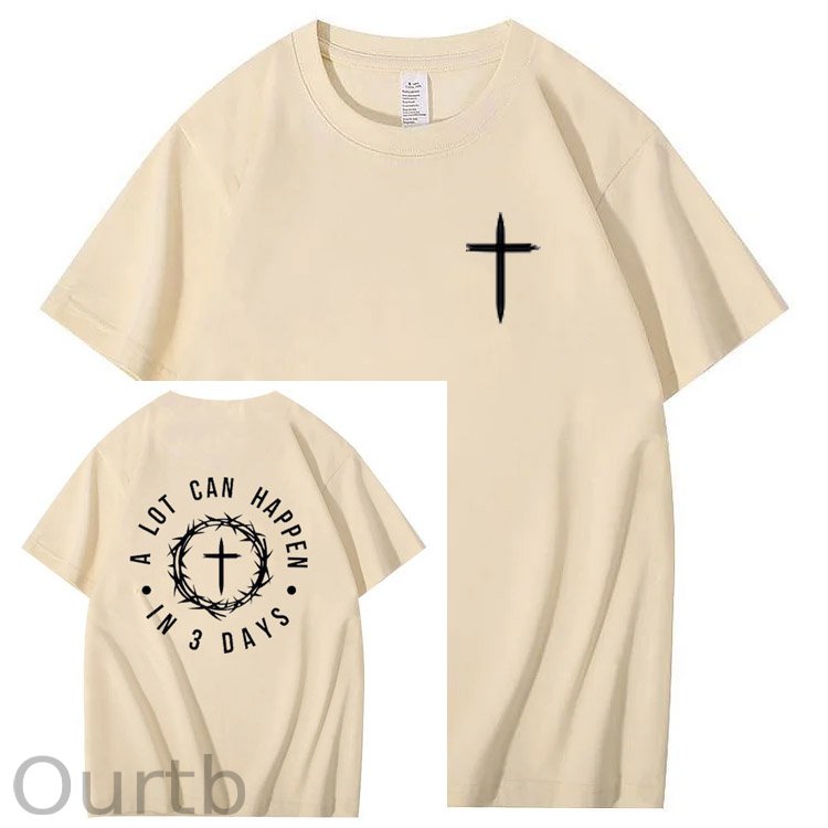A Lot Can Happen  In 3 Days Pattern Print Crew Neck T-Shirt