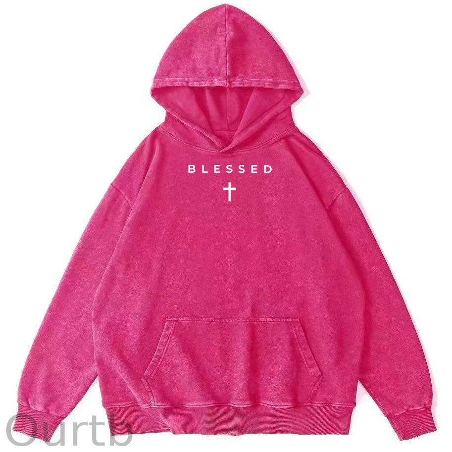 Cross Blessed 100% 300g Cotton Washed Hooded Sweatshirt