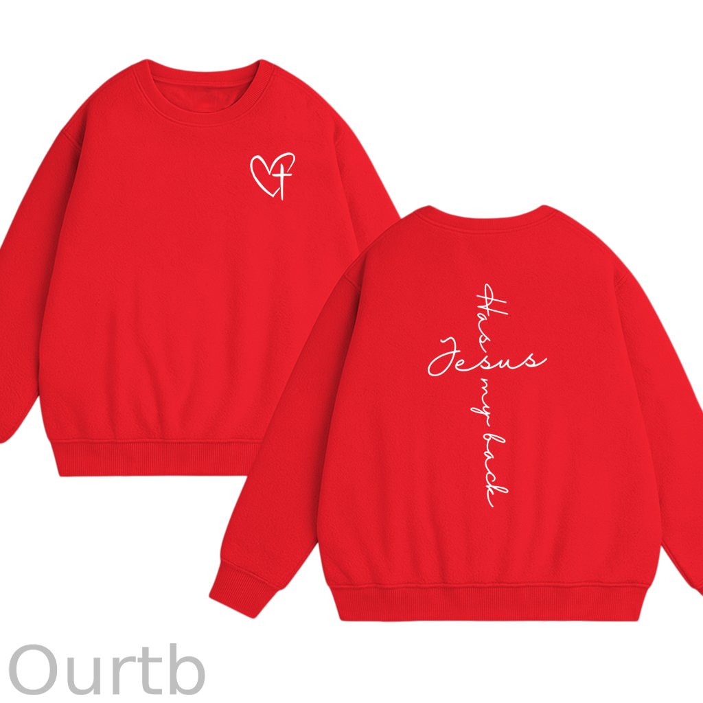Jesus Has My Back Cotton Fleece Sweatshirt
