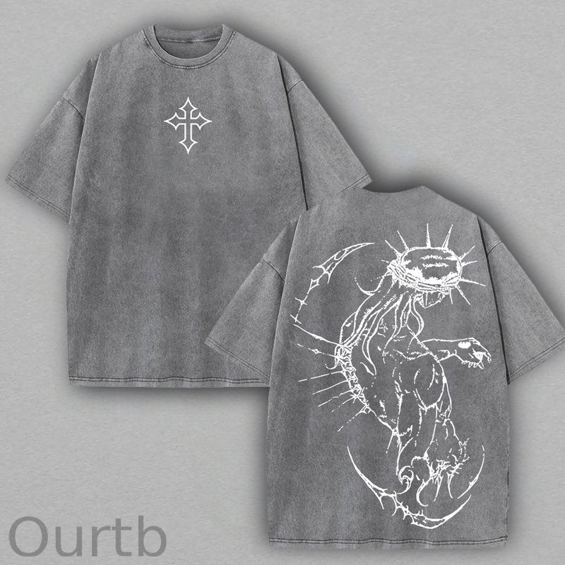 Jesus Cross Washed Cotton T-Shirt