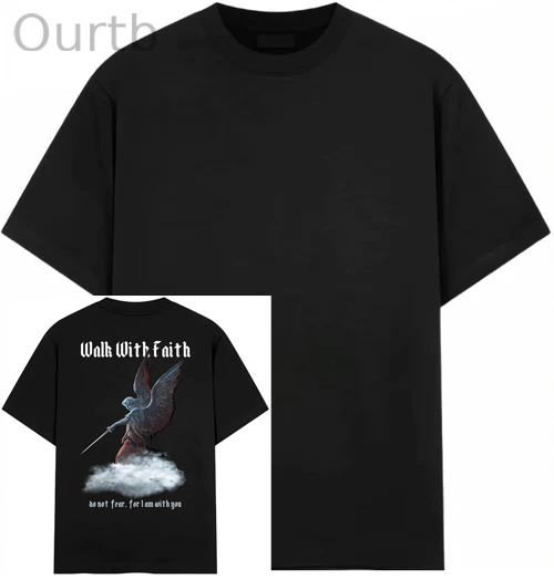 Walk With Faith Pattern Printing Print Crew Neck T-Shirt