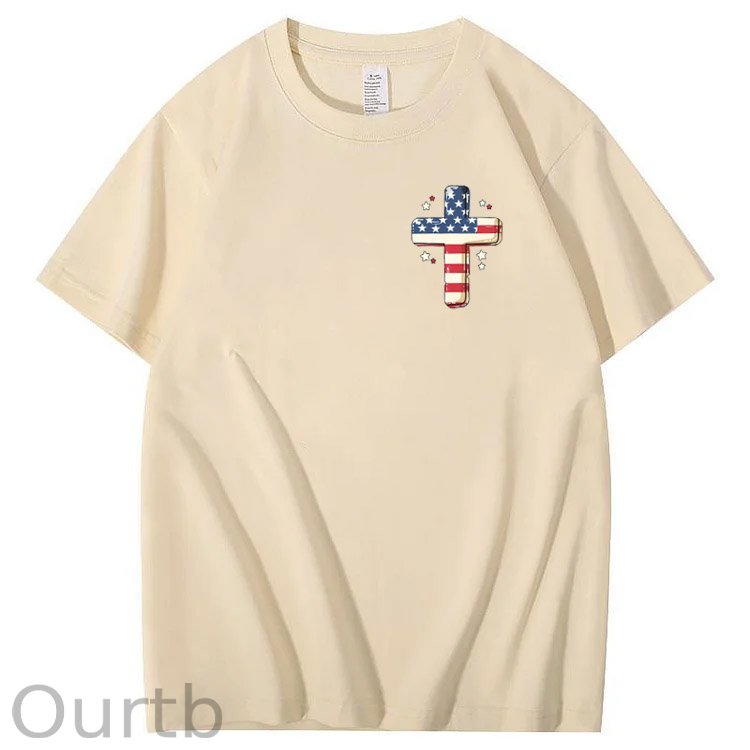 Independence Day Stars&Stripes Jesus Chirs Pattern Print T-Shirt
