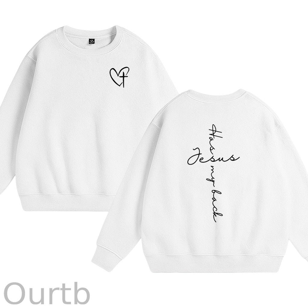 Jesus Has My Back Cotton Fleece Sweatshirt