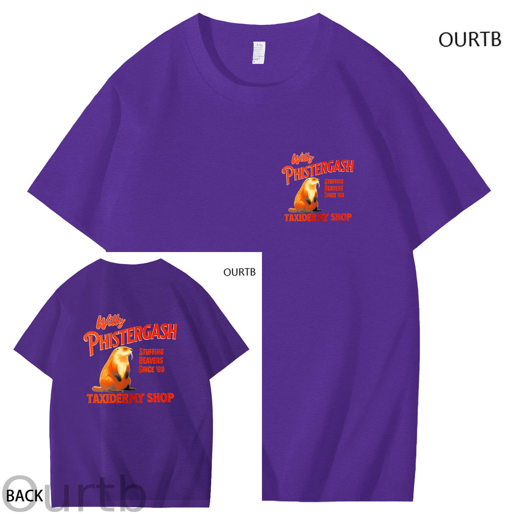 Willy Phistergash Stuffing Beavers Since'69 Taxidermy Shop Art Pattern Print T-Shirt