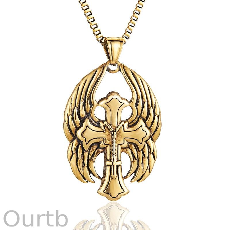 Vintage Casual Cross Wings Necklace 43706425TO