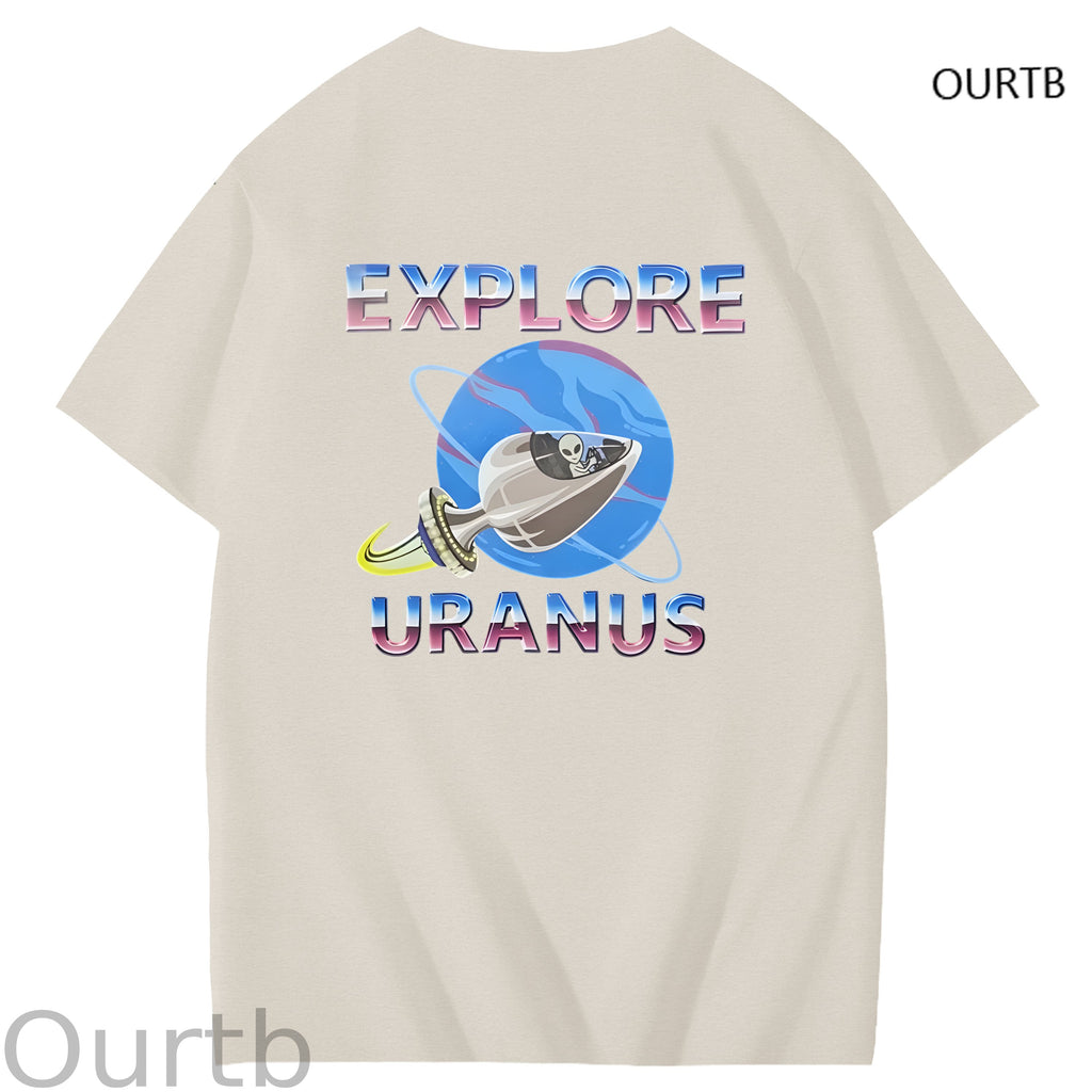 Explore Uranus Funny Adult Art Pattern Print T-Shirt
