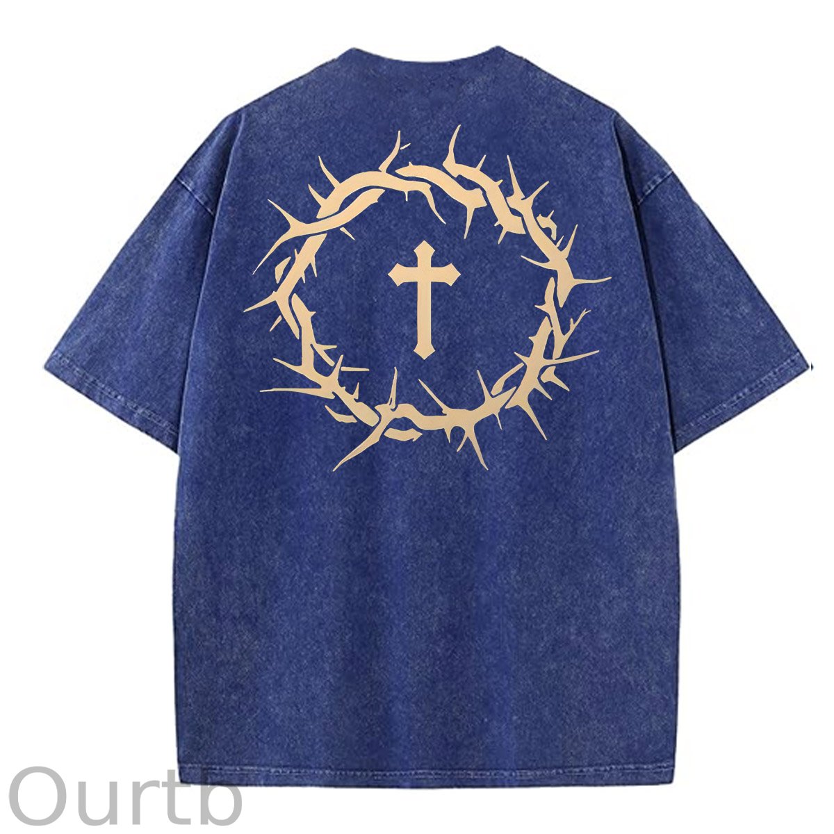 Faith Over Fear  Pattern Washing And Aging Process Crew Neck T-Shirt