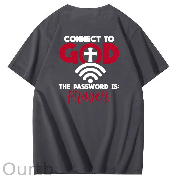 Connect To God The Password is Pattern  Print 100%Cotton T-Shirt