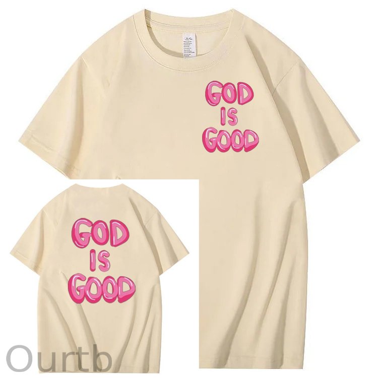 God Is Good Pattern  Print 100%Cotton T-Shirt