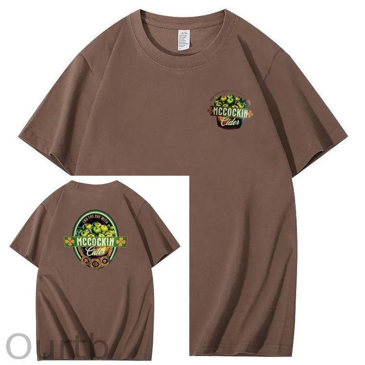 Mccuckin Cider Print Pattern Crew Neck T-Shirt