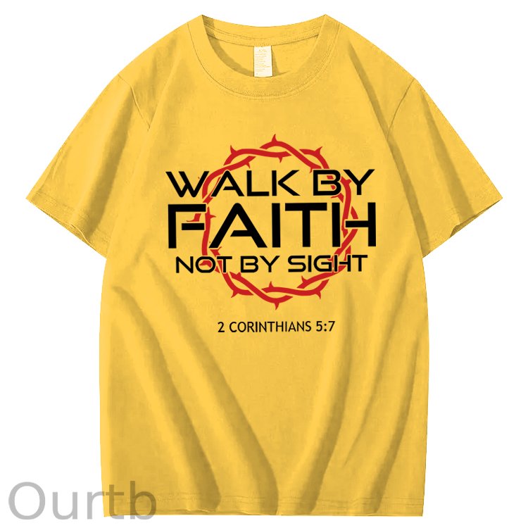 Jesus Walk By Faith Christian 100% Cotton T-Shirt