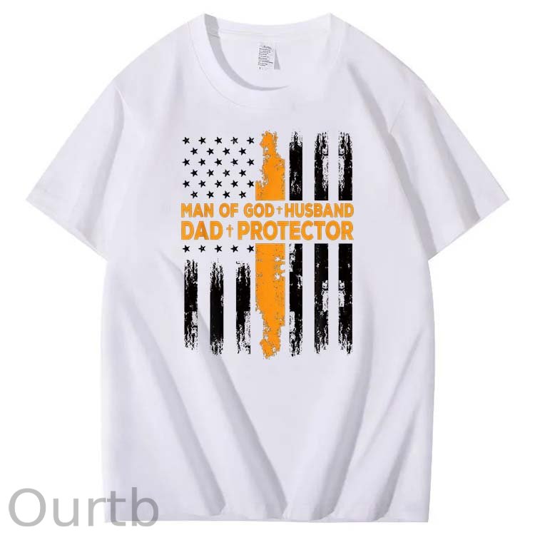 Man Of God+Husband+ Protector Pattern 100% Cotton T-Shirt