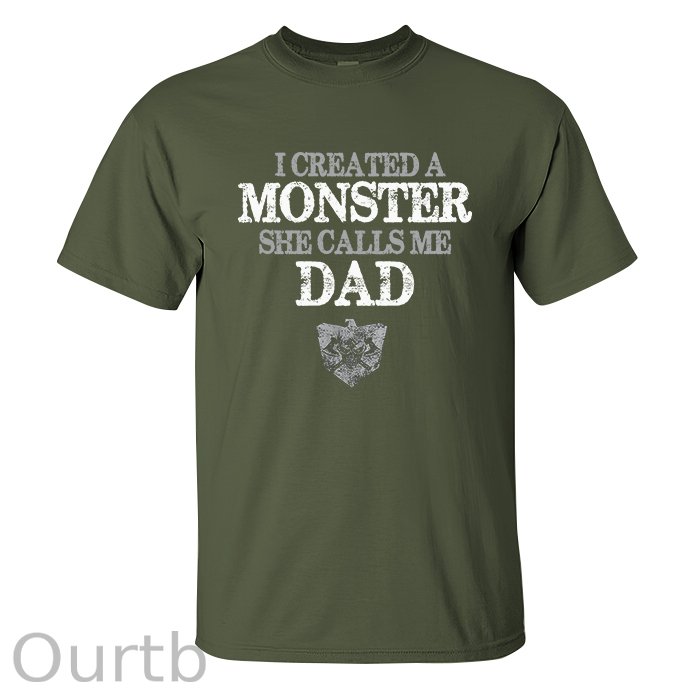 I Created A Monster She Calls Me Dad Printed Men's T-shirt
