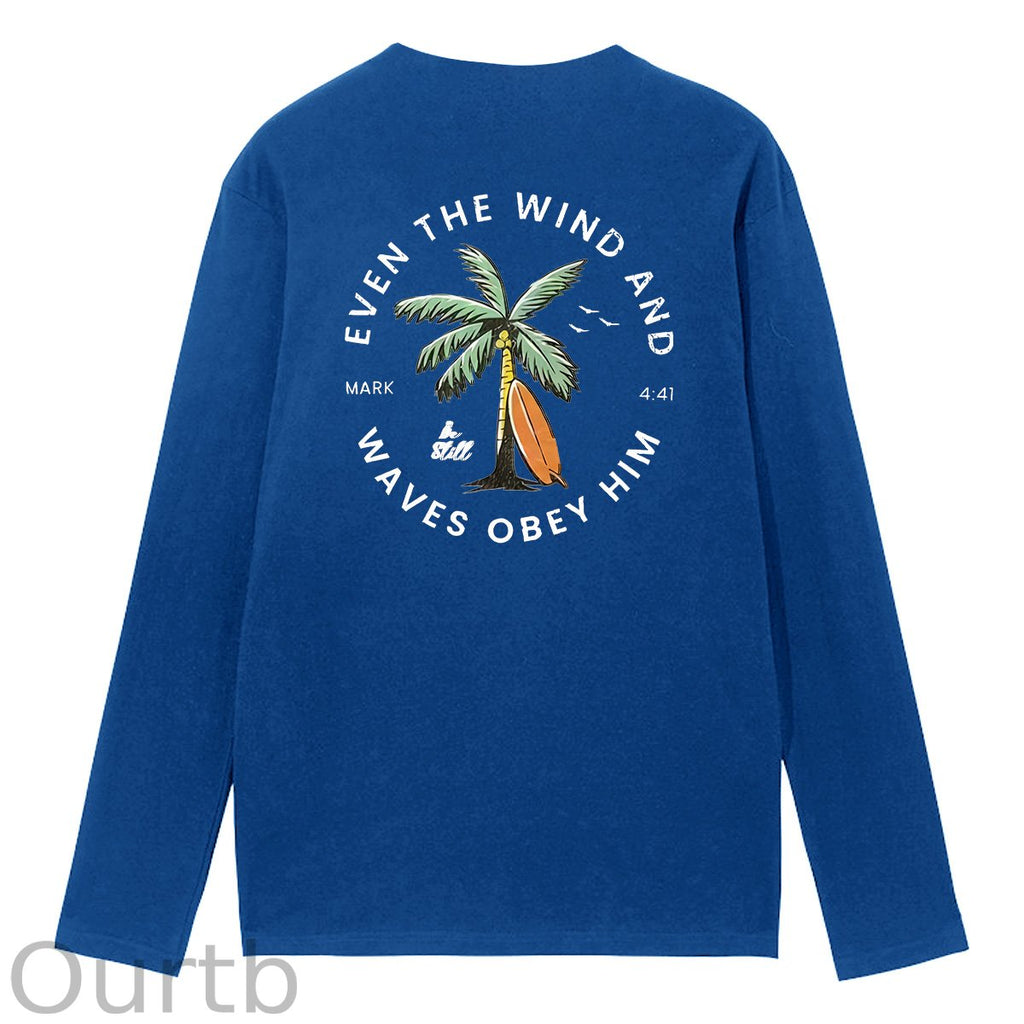 Be Still  Pattern Long Sleeve 100% Cotton  T-Shirt