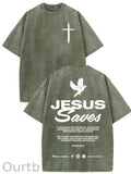 Jesus Saves Washed Cotton T-Shirt