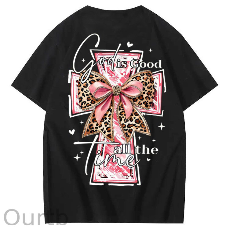 God Is Good All The Time Pattern Print 100%Cotton T-Shirt