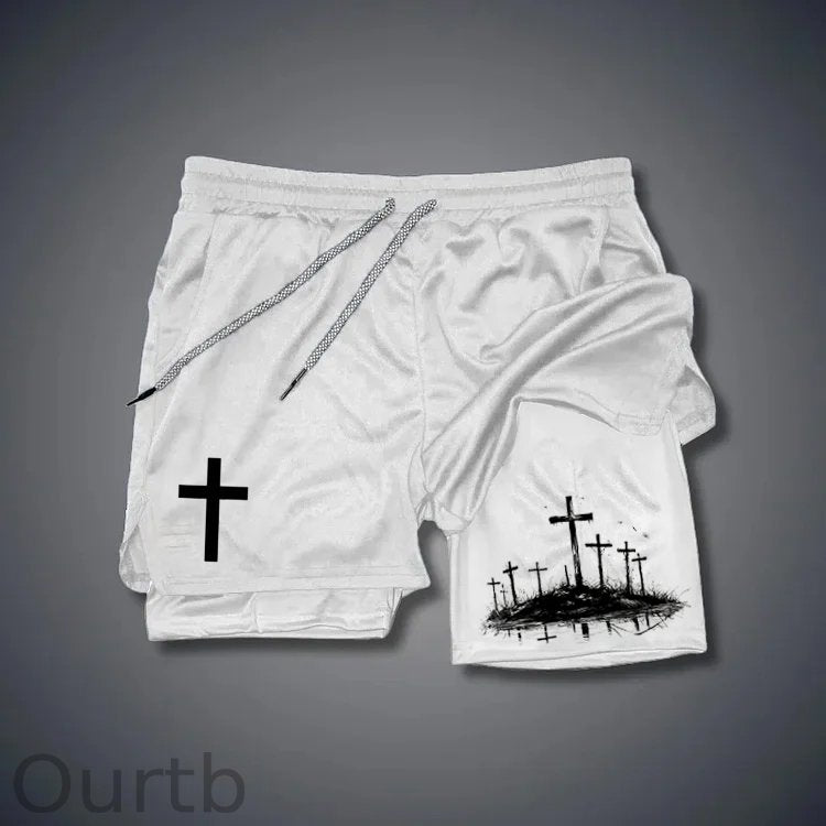 Cross Pattern Pattern Print Shorts Pants