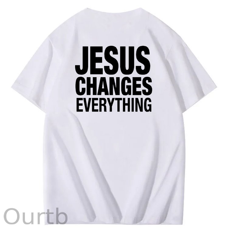 Jesus Changes Everything Pattern Print Crew Neck T-Shirt