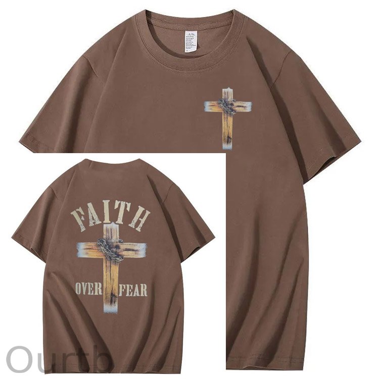 Faith Over Fear  Pattern Print 100%Cotton T-Shirt