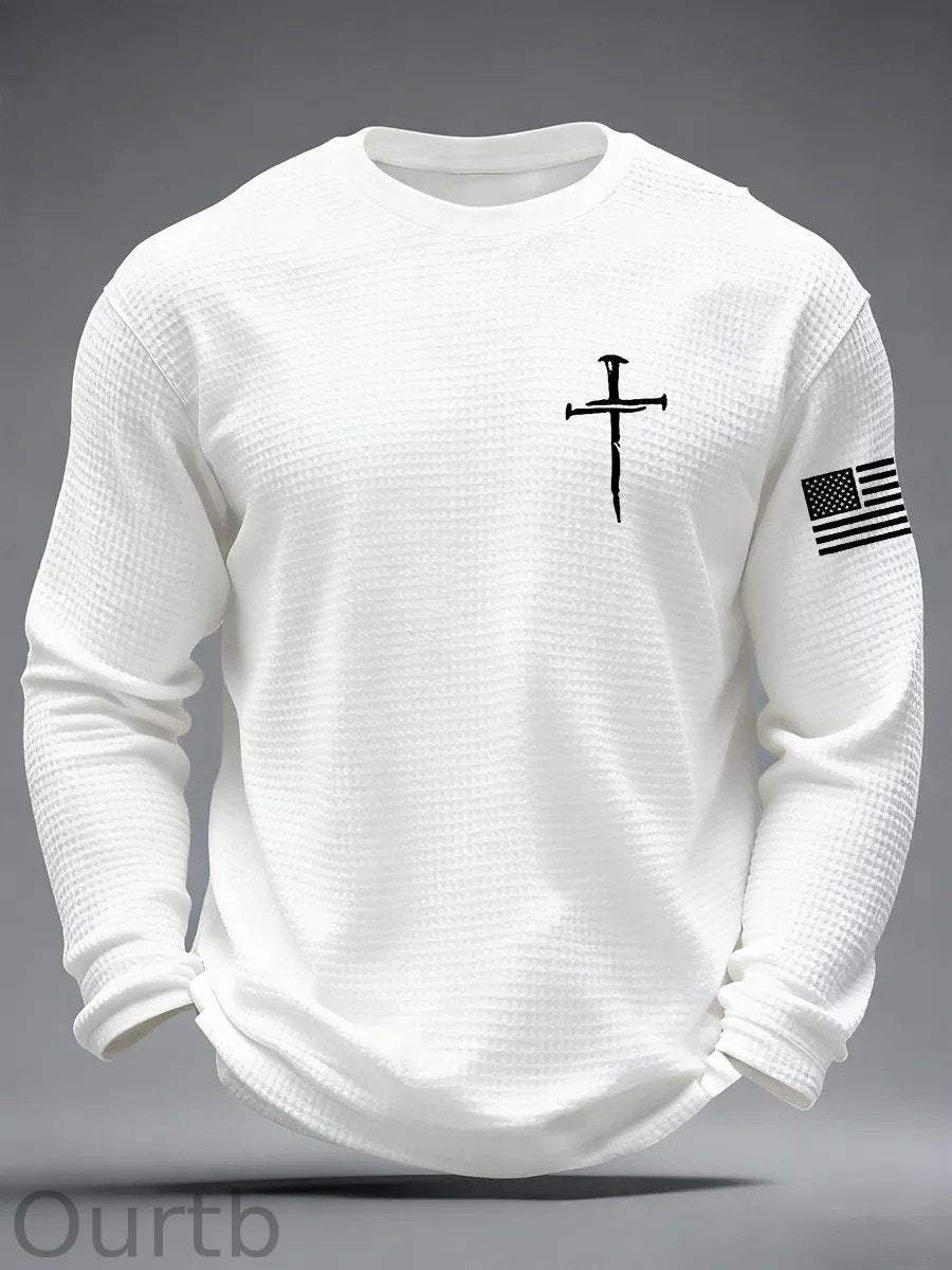 Men's Jesus The Way The Truth The Life Cross Waffle Long Sleeve T-Shirt