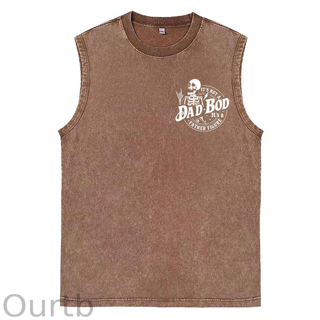 It's Not A Dad Bod It's A Father Figure Print Washed Cotton Sleeveless Tank Tops