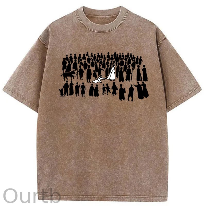 By His Wounds Christian Woman Touching Jesus Washed Cotton T-Shirt