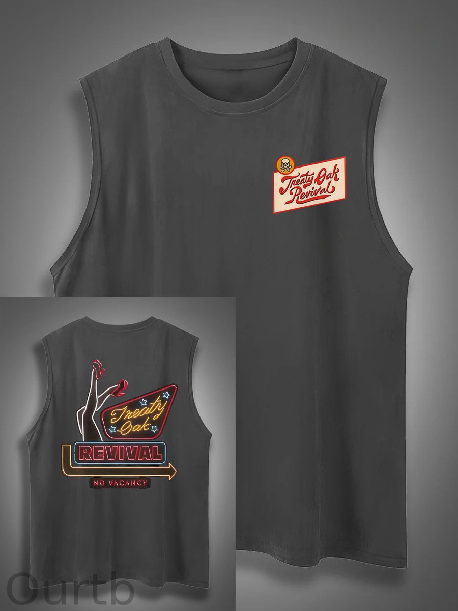 Treaty Oak Revival Print Cotton Sleeveless Tank Tops