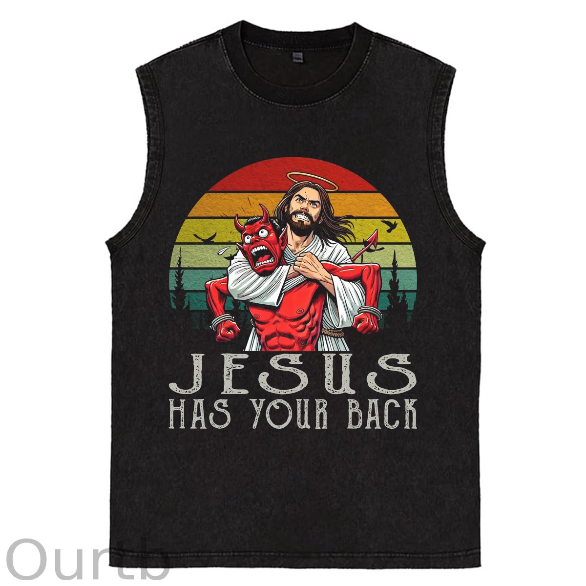 Jesus Has Your Back Funny Easter Jesus Christ Cotton Sleeveless Tank Tops