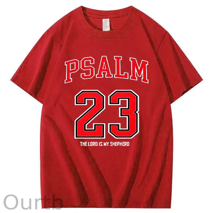 Psalm 23 The Load Is My Shepherod  Pattern Print 100%Cotton T-Shirt